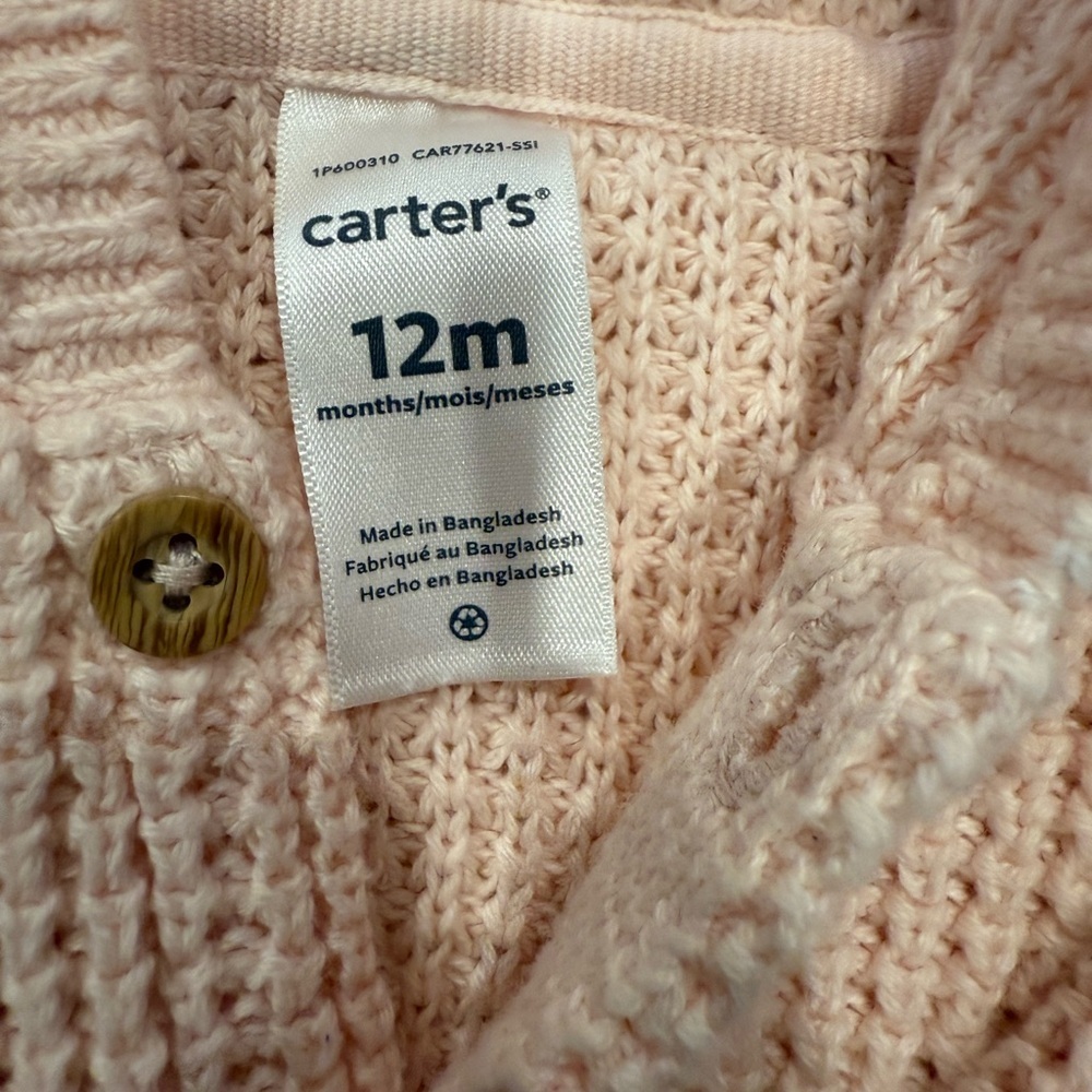Carter’s Infant Baby Bundle Lot Long Sleeve Quilted Jumpsuit and Sweater 12M - Picture 3 of 7